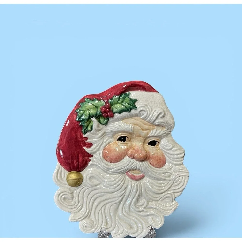 Fitz & Floyd Omnibus Santa Claus Canape Snack Desert Cookie Plate‎ Vintage Xmas